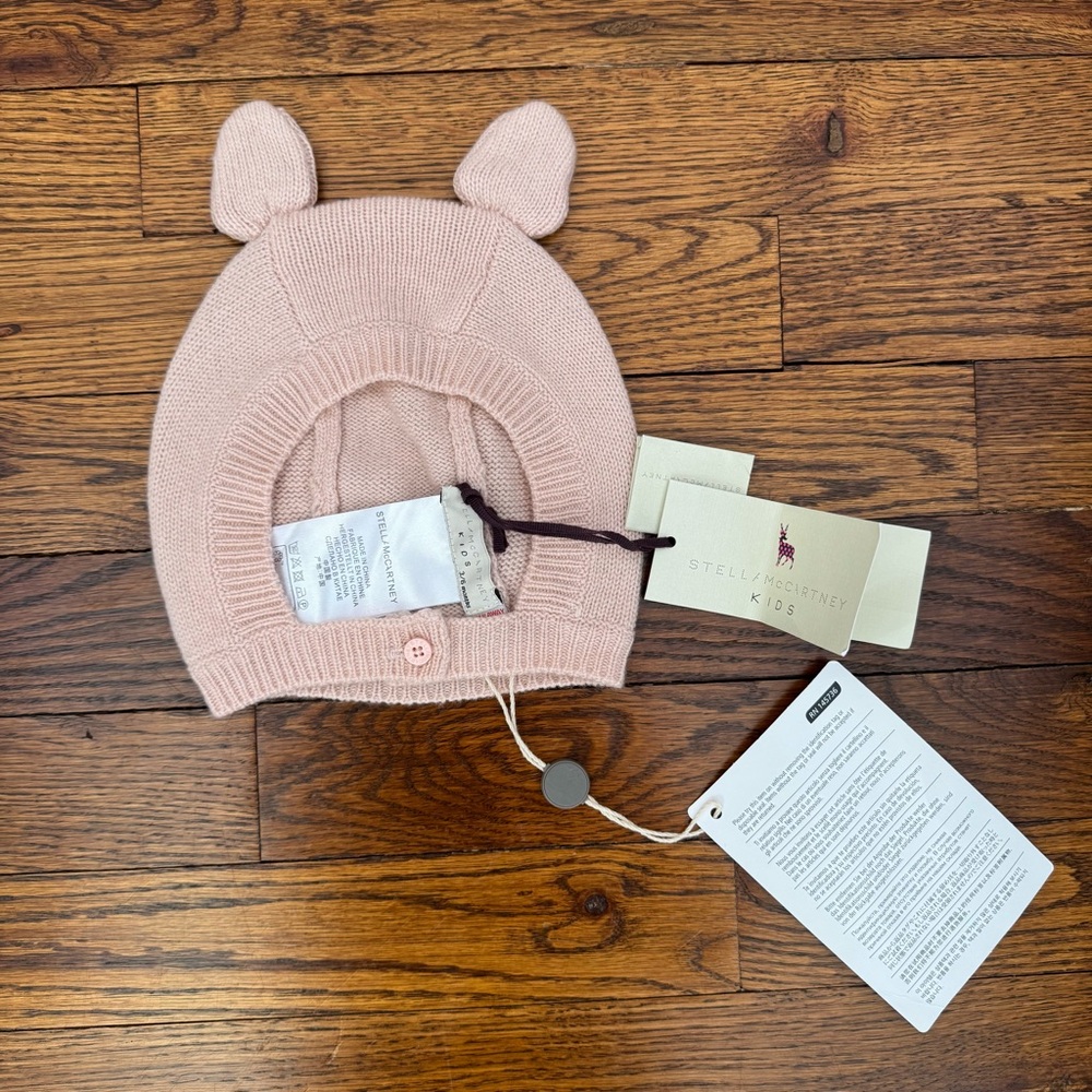 Stella McCartney NWT Pink Wool Cashmere Blend Chips Bunny Knit‎ Hat 3-6 Months
